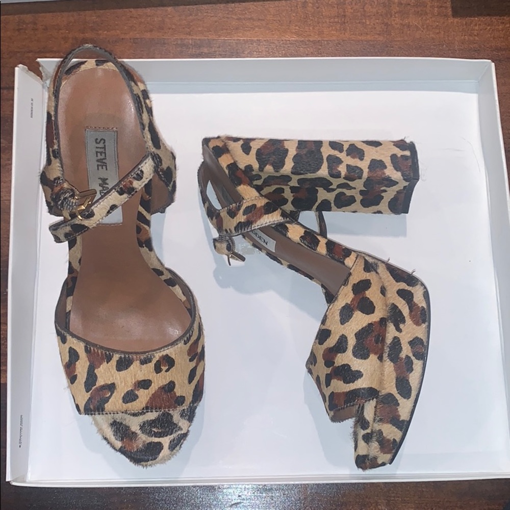 Steve Madden Leopard Calf Hair Platform Heels